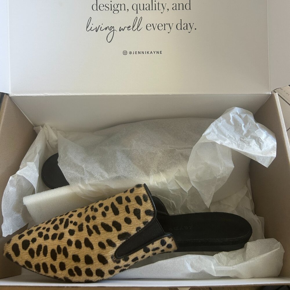 Jenni Kayne Pony Hair Cheeatah Mules Size 38 BARELY WORN (2-3 times)